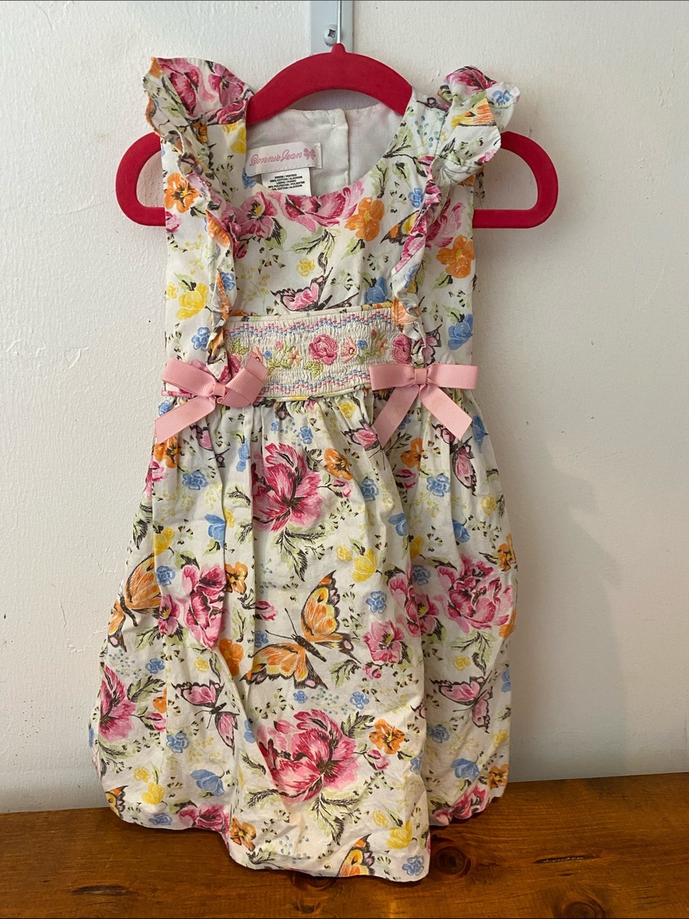 Bonnie Jean Floral Sundress with Pink Bows